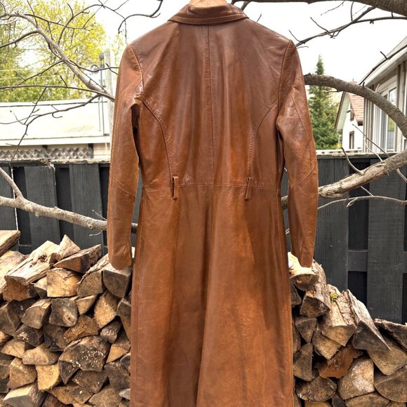 Vintage Marciano buffalo leather single-breasted trench coat - Picture 9 of 12